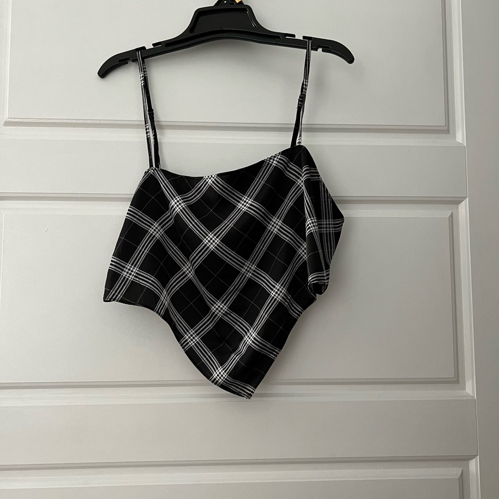 Black and white handkerchief top